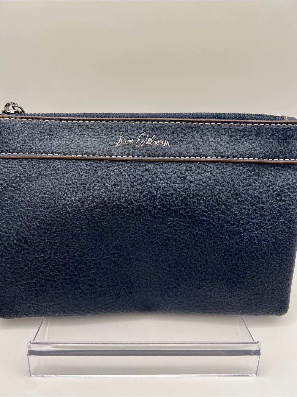 Sam Edelman Navy Pebbled Leather Toiletry Pouch